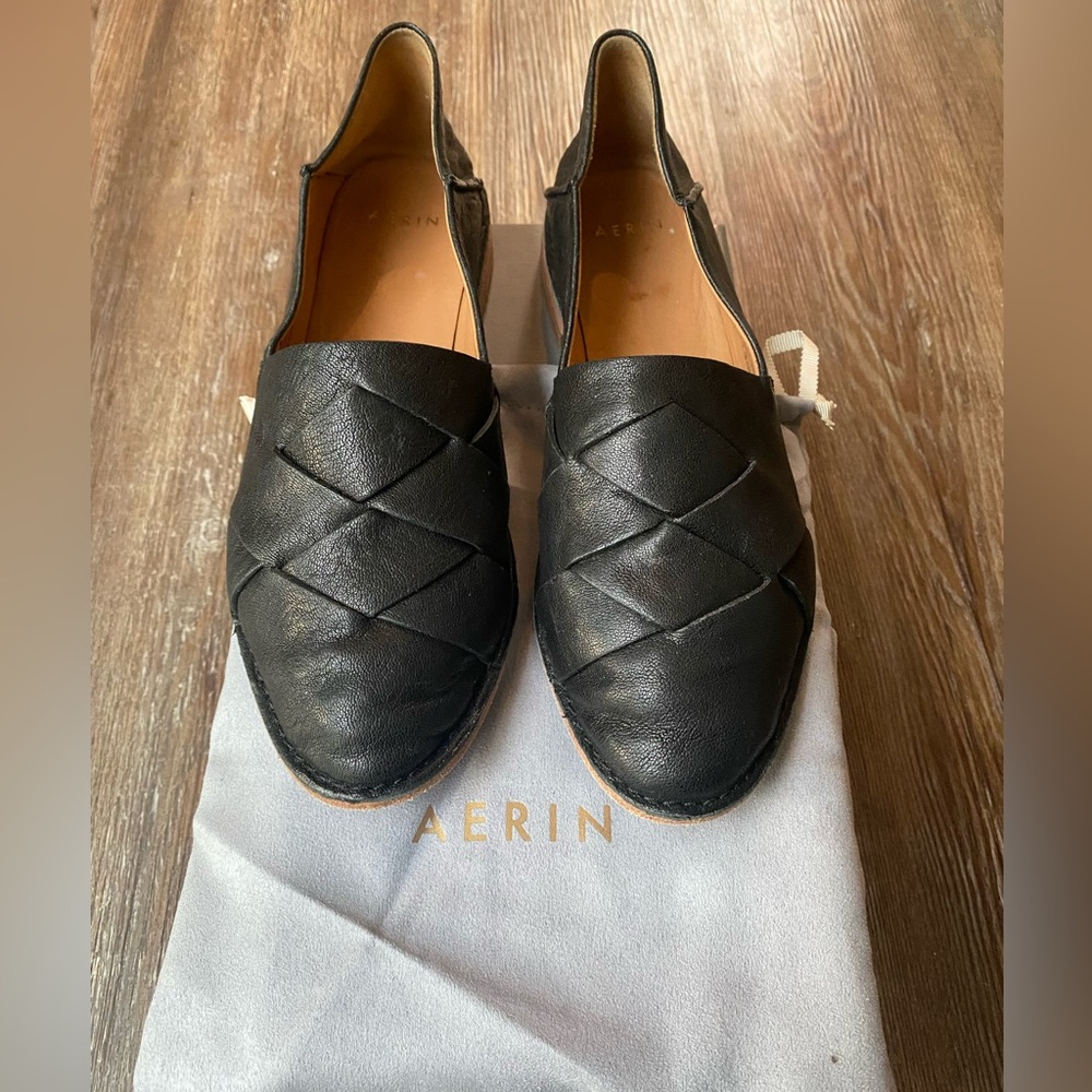 GUC Aerin Hawley Black Leather Slip-On Shoes Flats Loafers 7 Anthropologie